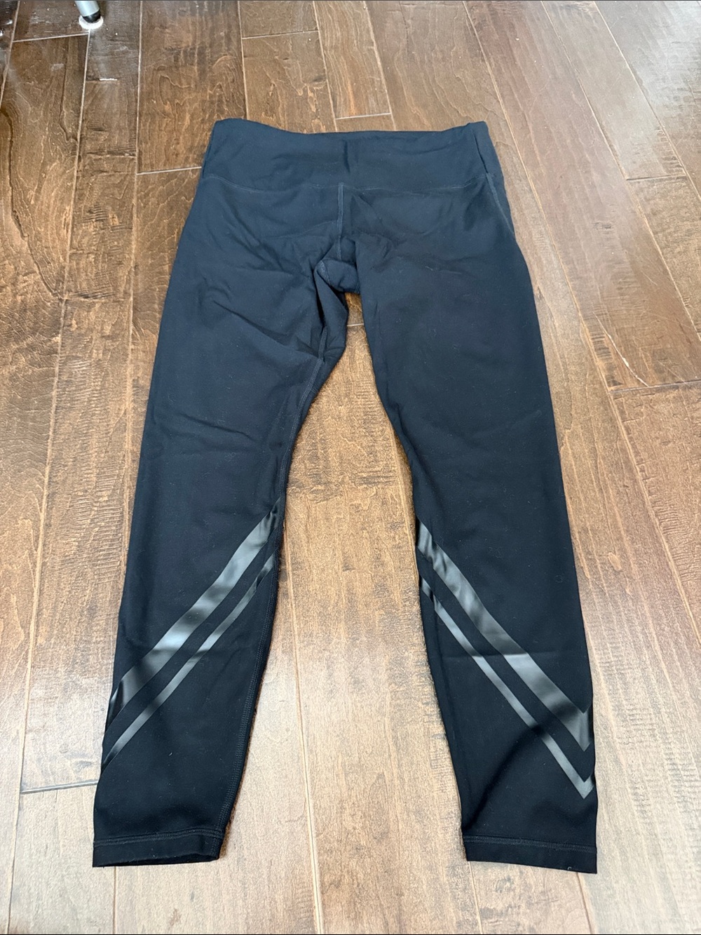 Tory Sport Black Leggings with Reflective Chevron Accents